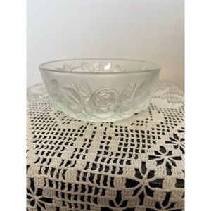 Signed Verlys France Rose Embossed Bowl
